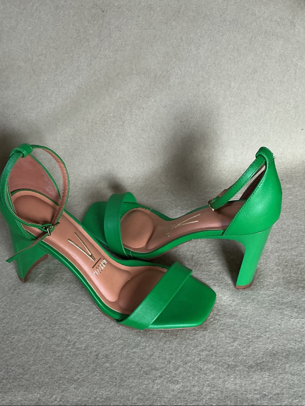Vibrant Green Ankle-Strap Block Heels
